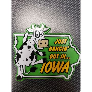 Just Hangin' Out Iowa Magnet (Cow)