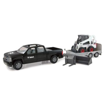 Bobcat - Set - Chevy pickup, Trailer & Skid Steer Loader Big Farm - 1/16