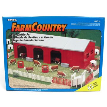 Building Set -  - Beef Cattle Set, with shed, fence, figures, 65 Pc, Farm Country - 1/64