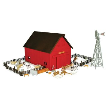 Building Set -  - Western Ranch Set, barn with windmill and horsedrawn implements - 1/64