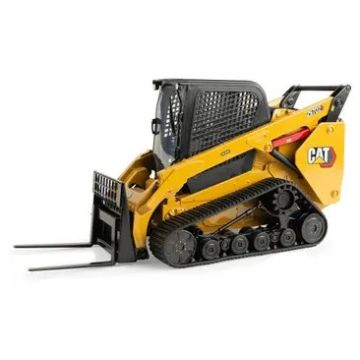 CAT - Set - 297D2 Skid steer loader, on tracks, yellow & black 2 pc set with work tools - 1/16