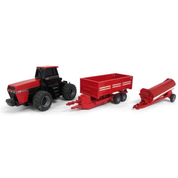 CIH - Set - 4994 4WD battery operated, PTO driven wagon & spreader - 1/32