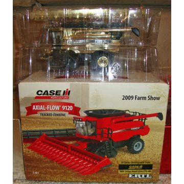 CIH - 9120 - Combine, tracks, 2 heads, 2009 Farm Show Edition, gold, Product Dev Team - 1/64