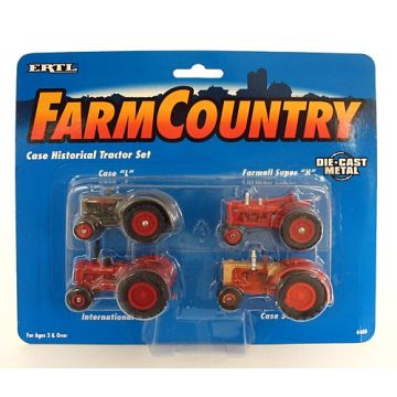 CIH - Set - 4 piece boxed historical, Case L on rubber, Case 500, IH Super H, IH ID-9, card - 1/64