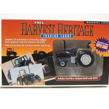 Ford - Set - 6640 2WD 2 post ROPS Harvest Heritage Trading cards - 1/64