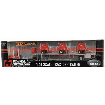 Gehl - Semi - Freightliner Semi, three Gehl Round Balers - 1/64