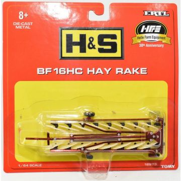 H&S -  - Hay Rake 16 wheel Bi-Fold red chrome - 1/64