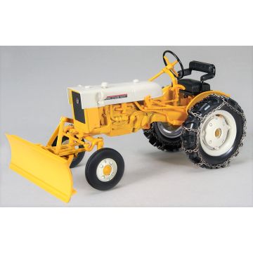 IH - Cub - square hood yellow & white with front blade & chains - 1/16