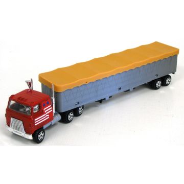 IH - Semi - International Cab Over Semi, red, with silver grain trailer, yellow tarp - 1/64