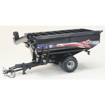 J&M - X1112 - Grain Cart, single silver wheels, black with Patriotic decals - 1/64