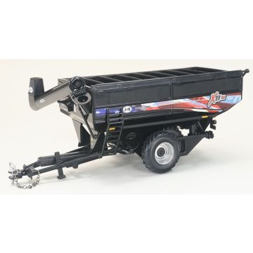 J&M - X1112 - Grain Cart, walking duals silver wheels, black with Patriotic decals - 1/64