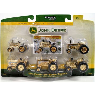 JD - Set - 30 Series Tractor Set With 33 430 530 630 730 830, Gold - 1/64