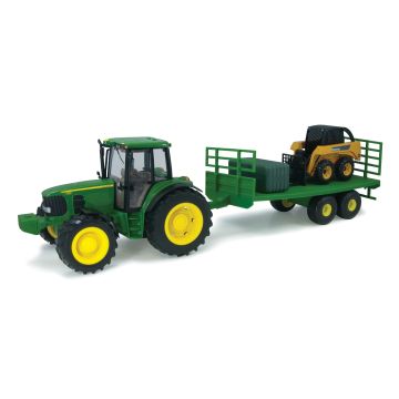 JD - Set - 7430 MFD, trailer & Skid Steer Loader Big Farm Series - 1/16