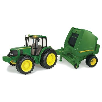 JD - Set - 7730 MFD tractor with 854 Round Baler, Big Farm - 1/16