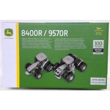 JD - Set - 8400R, 9570R 4WD, 100 Years of JD Tractors, Special Edition silver - 1/64