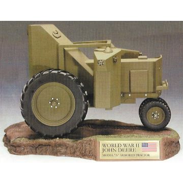 JD - A - Armored tractor, military green on sculptured base - 1/16