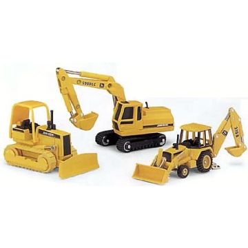 JD - Set - Construction set, 3 piece excavator, backhoe & skidder - 1/64