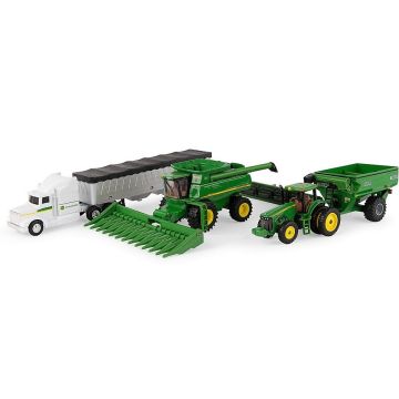 JD - Set - Harvest set, 8530, 9760 combine, semi white cab - 1/64