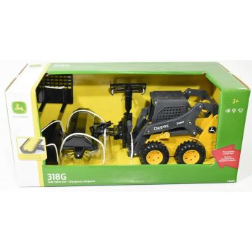 JD -  - Skid steer Loader with bucket, forks, auger & broom, Big Farm - 1/16