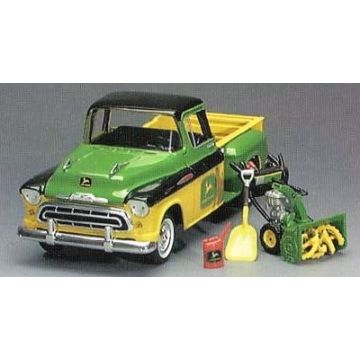 JD - Misc - Truck, 1957 Chevy J.D. Dealer pickup with snow blower - 1/25