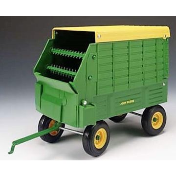 JD -  - Wagon, forage, metal box, smooth tires, yellow roof - 1/16