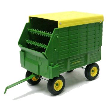 JD -  - Wagon, forage, metal box, smooth tires, yellow roof, Issued 2020 - 1/16