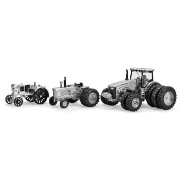 JD - Set - Waterloo Boy, 4020, 8400R, 100 Years of JD Tractors, silver - 1/64