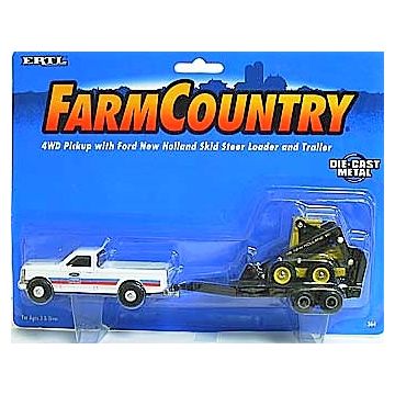 NH - Truck - Ford F-250 pickup Ford, trailer & NH skid loader - 1/64