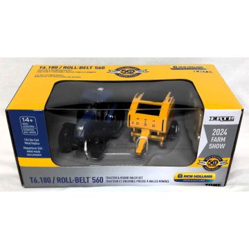 NH - Set - T6.180 singles Blue Power with 560 round baler Canadian Yellow - 1/64
