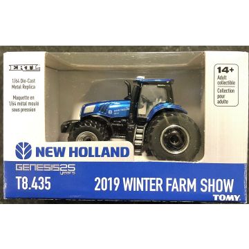 NH - T8.435 - MFD F&R spacer Duals, blue chrome chaser, 2019 Farm Show - 1/64