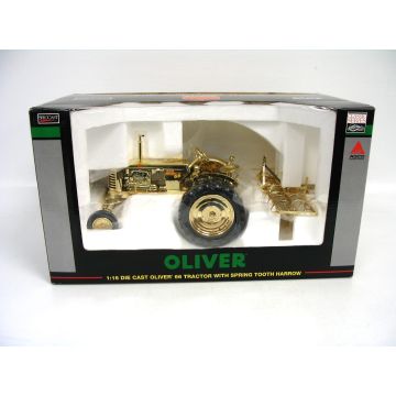 Oliver - Set - 66 spring tooth harrow, 2008 Toy Tractor Times Anniversary, Gold - 1/16