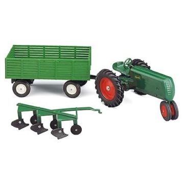 Oliver - Set - 70 NF, barge wagon open plastic sides and 3 bottom plow - 1/16