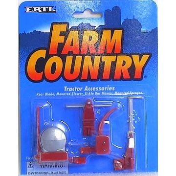 UB - Set - 3PT imp, snow blower, sprayer, blade and sickle mower red - 1/64