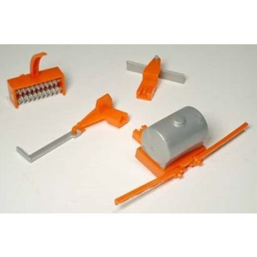 UB - Set - 3PT imp, snow blower, sprayer, blade and sickle mower orange - 1/64