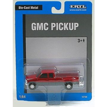 UB -  - GMC Pickup, black, extended cab, red toy, blue, grey, silver card - 1/64