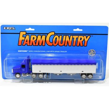 UB - Truck - Grain Truck, White GMC, Blue Cab, Farm Country Card - 1/64