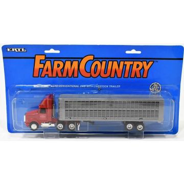 UB - Semi - White GMC Plainfield Trucking Semi With Livestock Trailer - 1/64