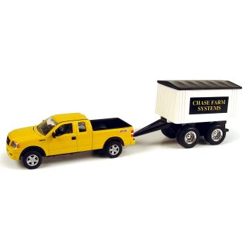 UB -  - Ford F-150 pickup, yellow, with Chase grain pup, card is blue, grey, silver - 1/64