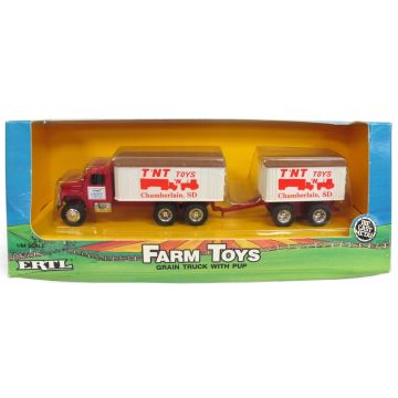 UB - Truck - Grain Truck with Pup, red cab, Ertl Grain Company, T'NT Toys - 1/64