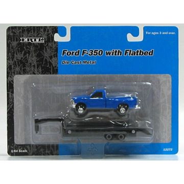 UB - Truck - Ford F-350, blue with flatbed trailer, black, card is blue, grey, silver - 1/64