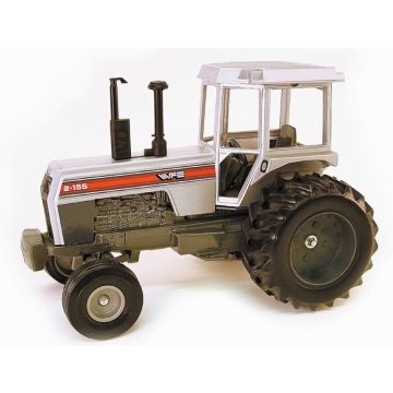 White - 2-155 - 2WD Cab, wide rear tires, red stripe - 1/16
