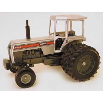 White - 2-155 - 2WD Cab light gray rims, red stripe - 1/16