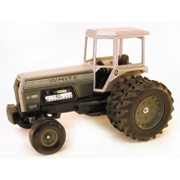 White - 2-180 - 2WD Cab no muffler, silver stripe - 1/16