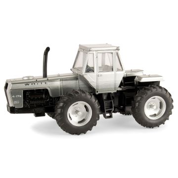 White - 4-175 - 4WD single wheels, silver stripe - 1/32